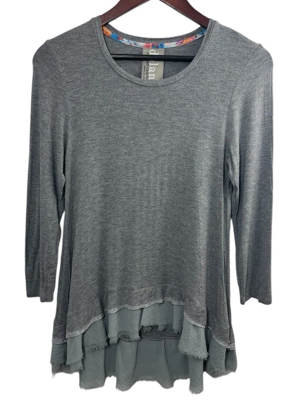 Dolan Left Coast Top Women Gray Long Sleeve Small Raw Hem Anthropologie Boho